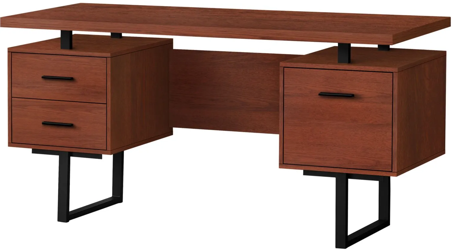Grover Computer Desk with Floating Desktop in Cherry by Monarch Specialties