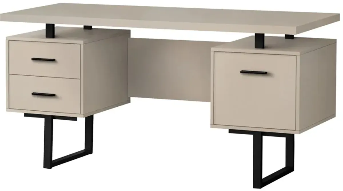 Grover Computer Desk with Floating Desktop in Taupe by Monarch Specialties