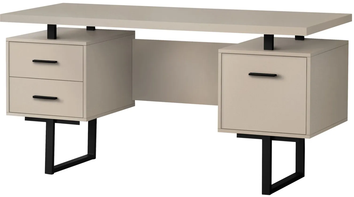 Grover Computer Desk with Floating Desktop in Taupe by Monarch Specialties