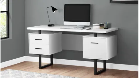 Grover Computer Desk with Floating Desktop in White by Monarch Specialties