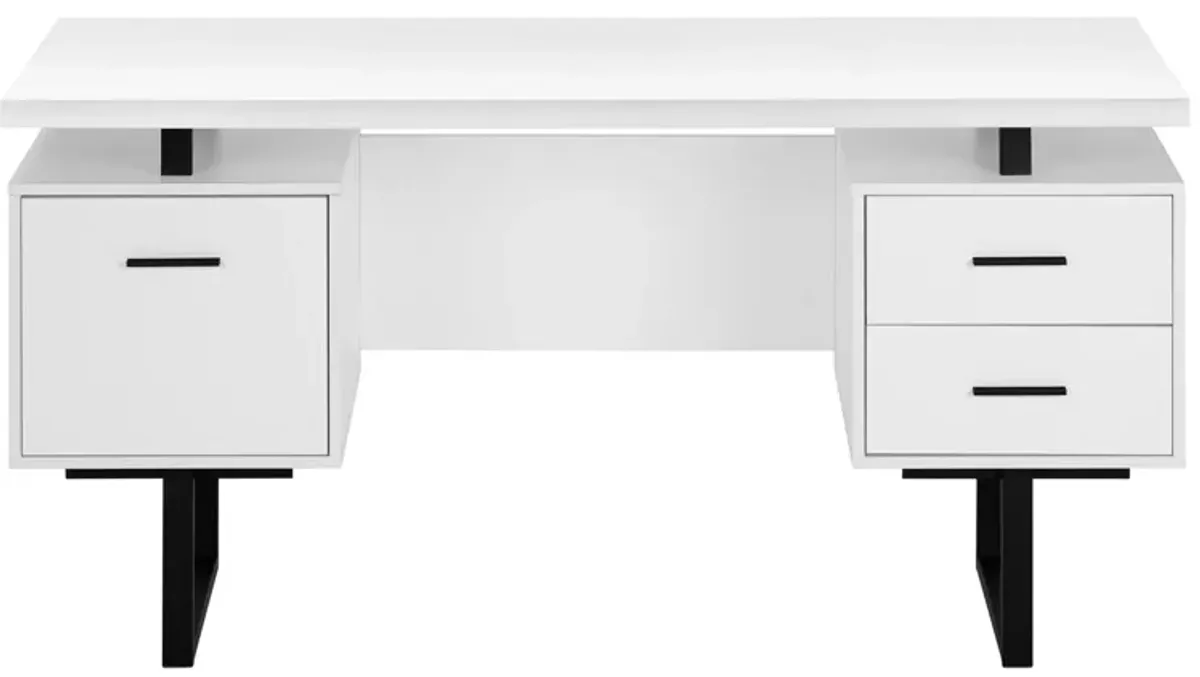 Grover Computer Desk with Floating Desktop in White by Monarch Specialties