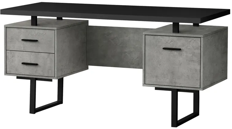 Grover Computer Desk with Floating Desktop in Black by Monarch Specialties