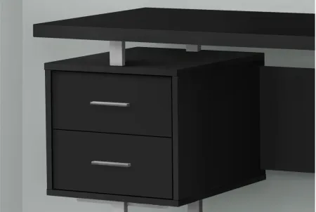 Grover Computer Desk with Floating Desktop in Black by Monarch Specialties
