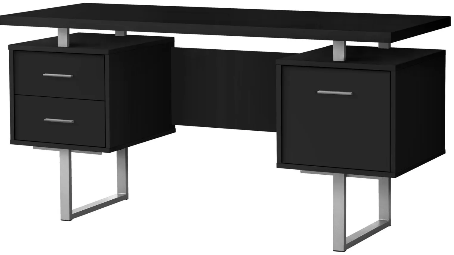 Grover Computer Desk with Floating Desktop in Black by Monarch Specialties