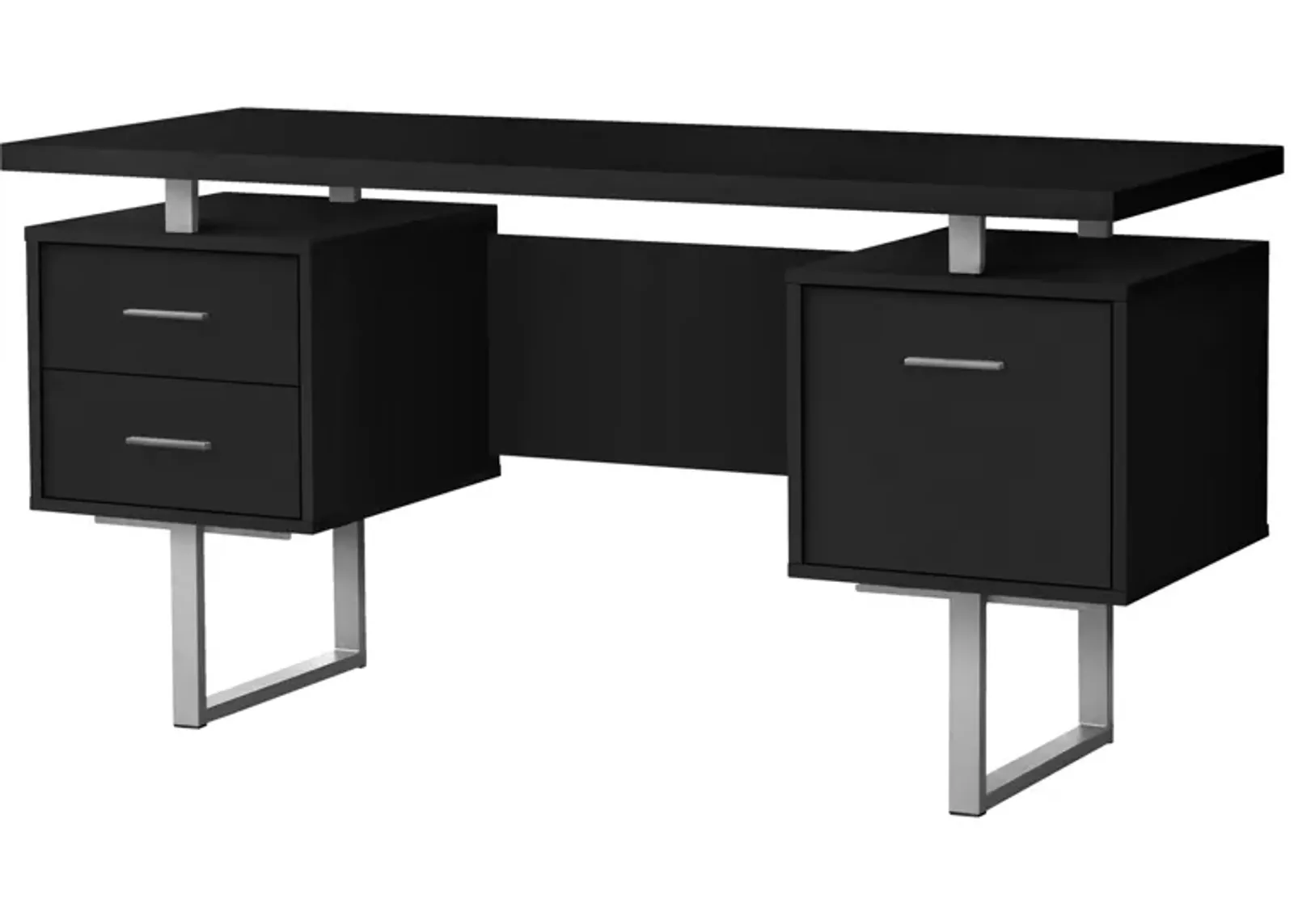 Grover Computer Desk with Floating Desktop in Black by Monarch Specialties