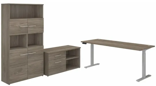 Office 500 72W Height Adjustable Standing Desk w/ Storage & Bookcase