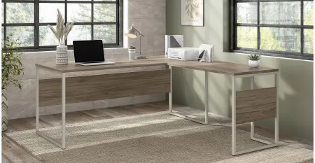 Steinbeck L-Shaped Computer Desk in Modern Hickory by Bush Industries