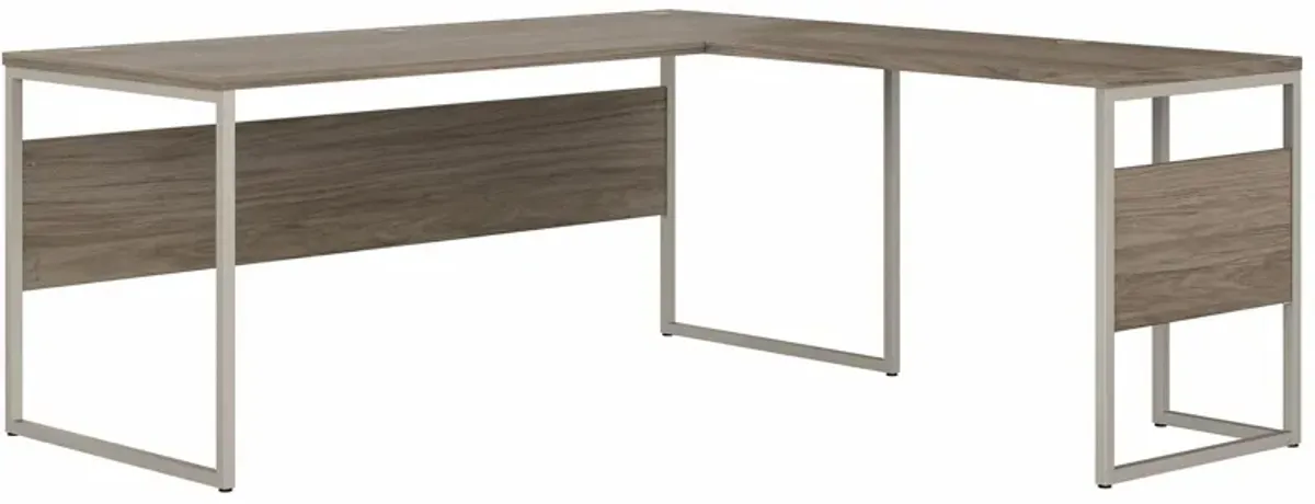 Steinbeck L-Shaped Computer Desk in Modern Hickory by Bush Industries