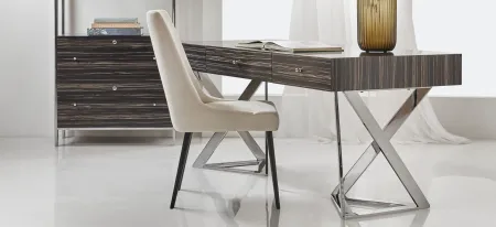 Melange Ford Writing Desk in Polished Stainless Steel by Hooker Furniture