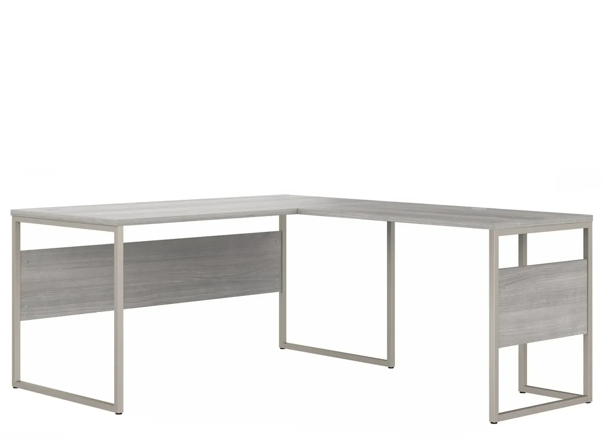 Steinbeck L-Shaped Writing Desk in Platinum Gray by Bush Industries