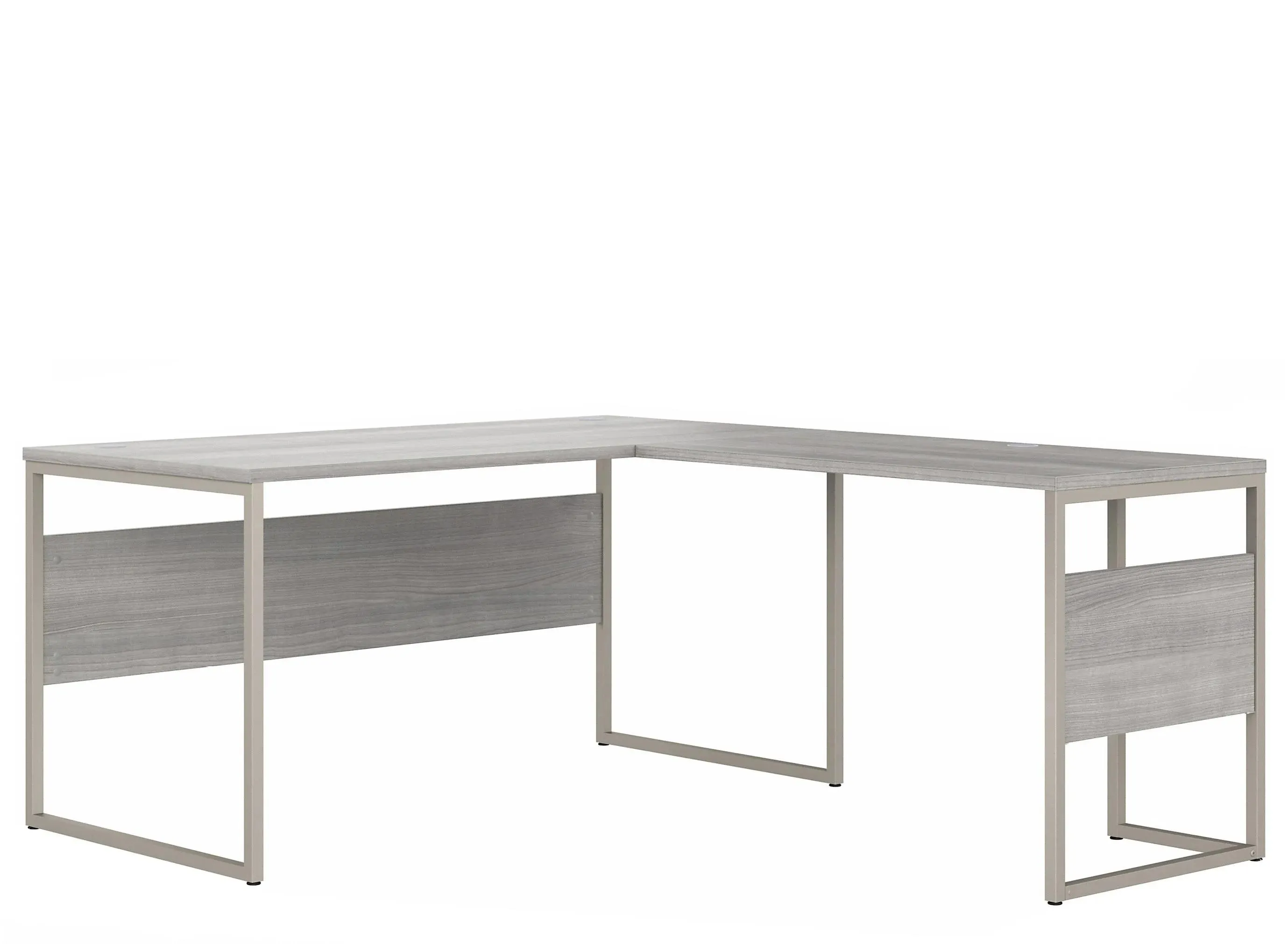 Steinbeck L-Shaped Writing Desk in Platinum Gray by Bush Industries