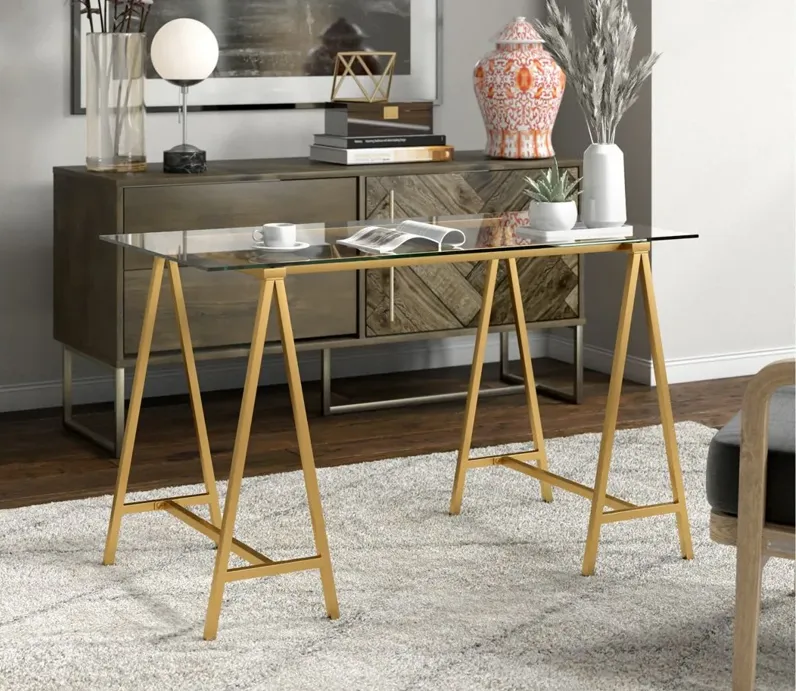 Tulsa Writing Desk in Brass by Hudson & Canal