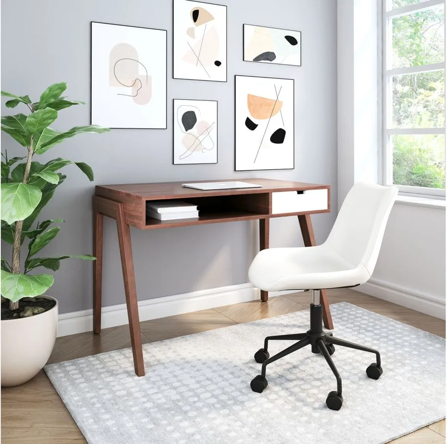 Linea Desk in Brown, White by Zuo Modern