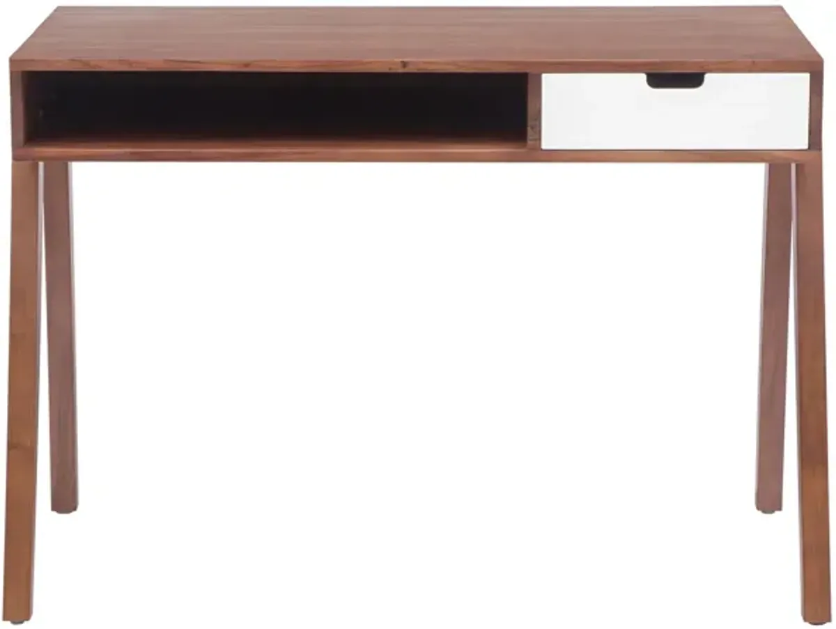 Linea Desk in Brown, White by Zuo Modern