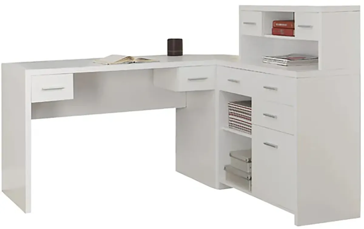 Caressa L-Shaped Computer Desk in White by Monarch Specialties