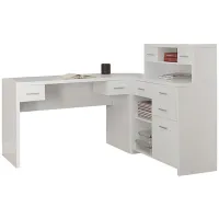 Caressa L-Shaped Computer Desk in White by Monarch Specialties