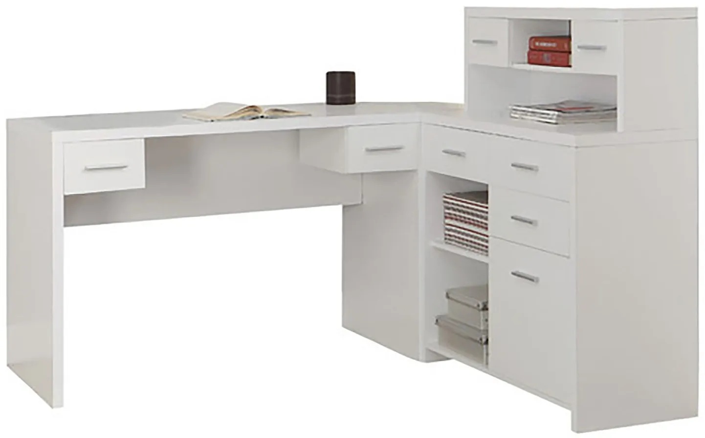 Caressa L-Shaped Computer Desk in White by Monarch Specialties