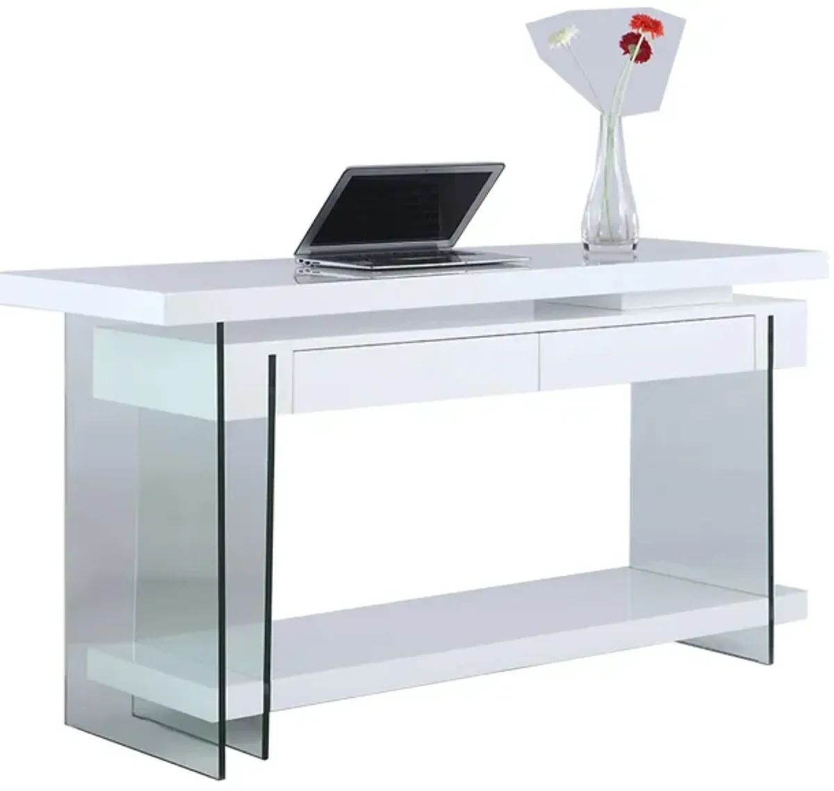 Hedley Computer Desk in Gloss White by Chintaly Imports