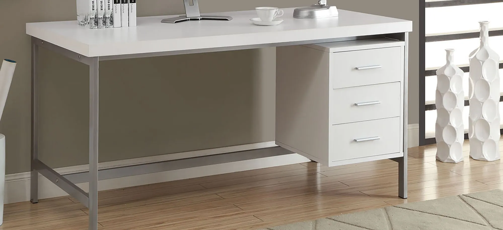 Nowles Computer Desk in White by Monarch Specialties