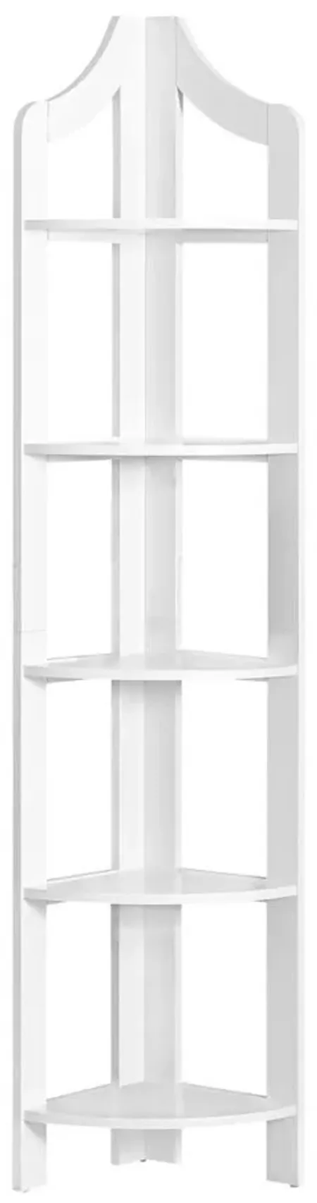 Mendes Corner Bookcase in White by Monarch Specialties