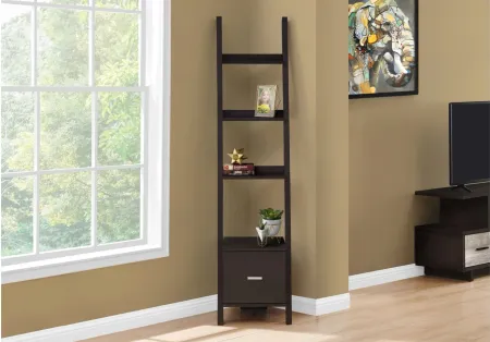 Russo Corner Bookcase with Drawer in Espresso by Monarch Specialties