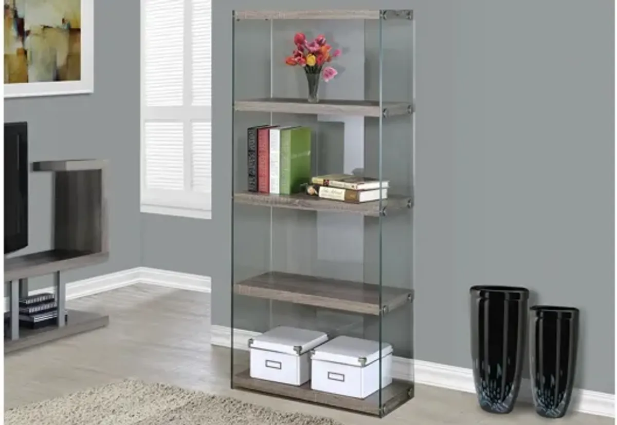 Glillian Bookcase with Tempered Glass