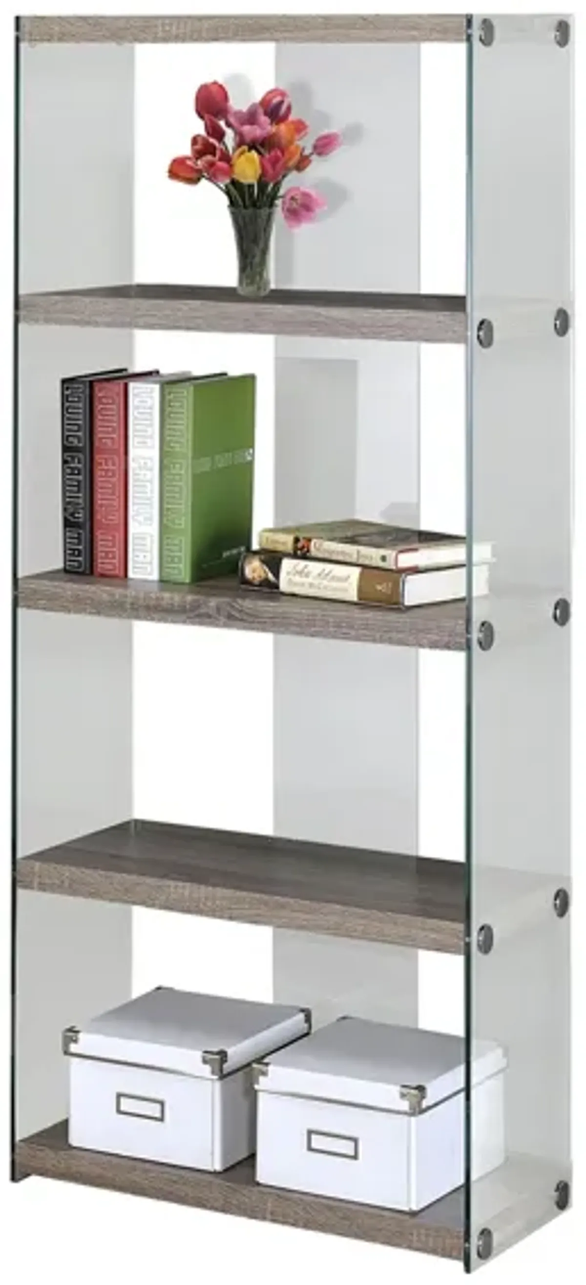 Glillian Bookcase with Tempered Glass