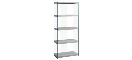 Glillian Bookcase with Tempered Glass in Grey by Monarch Specialties