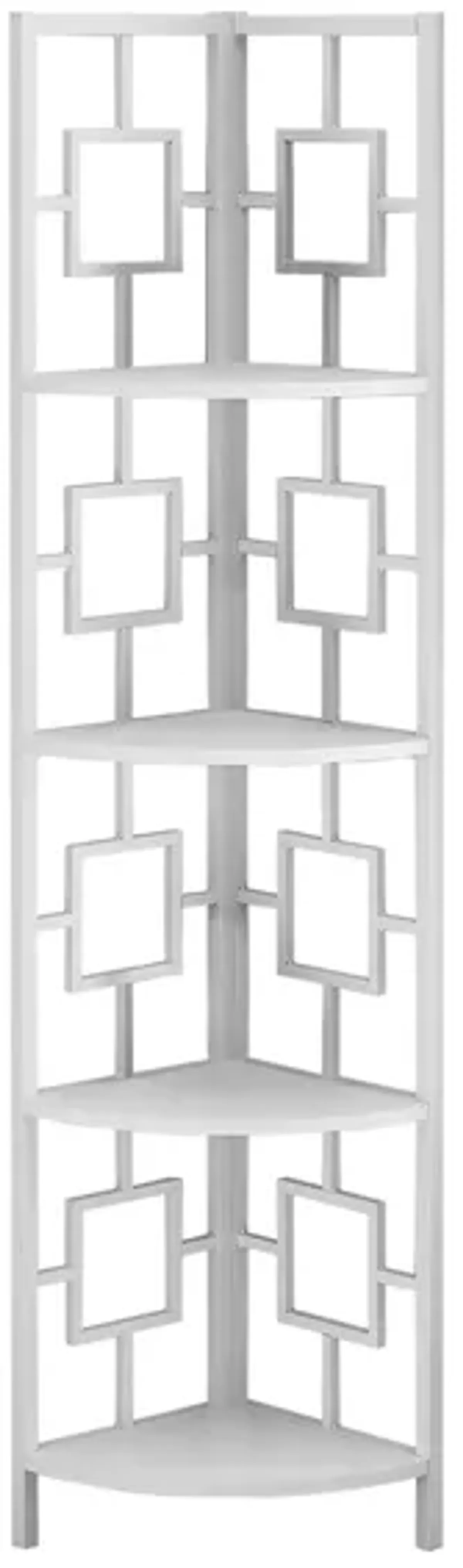 Malika Metal Corner Bookcase in White by Monarch Specialties