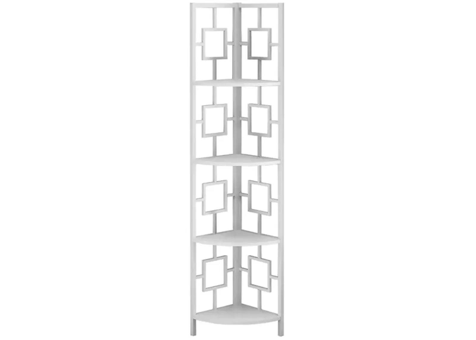 Malika Metal Corner Bookcase in White by Monarch Specialties