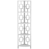 Malika Metal Corner Bookcase in White by Monarch Specialties