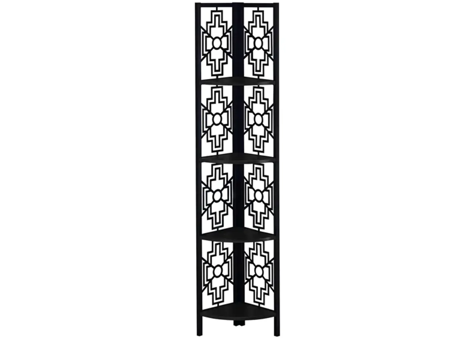 Tyrion Metal Corner Bookcase in Black by Monarch Specialties