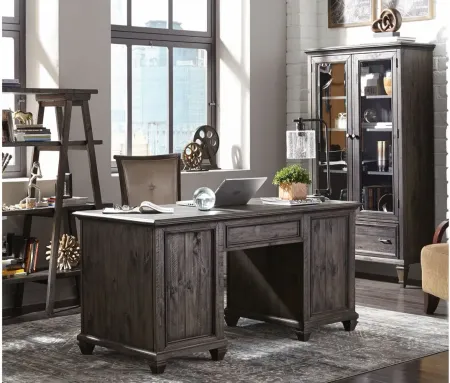Sutton Place Executive Desk in Weathered Charcoal by Magnussen Home