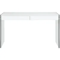 Garcia Desk in Clear / Gloss White by Chintaly Imports