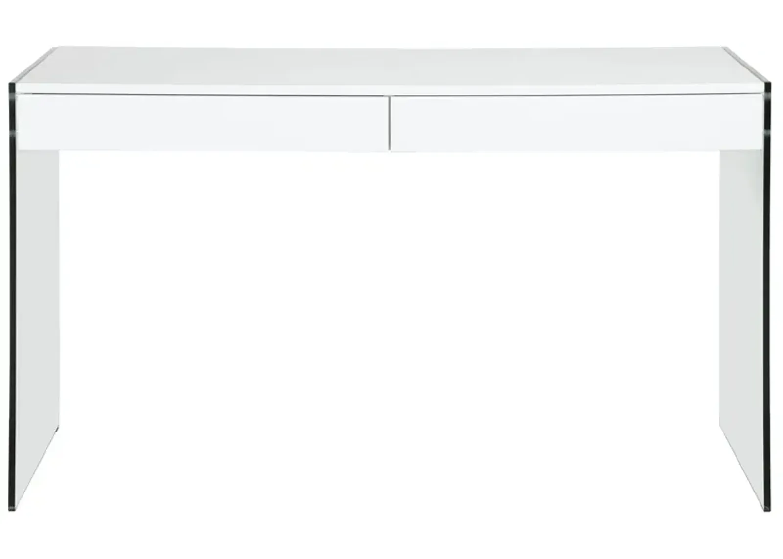 Garcia Desk in Clear / Gloss White by Chintaly Imports