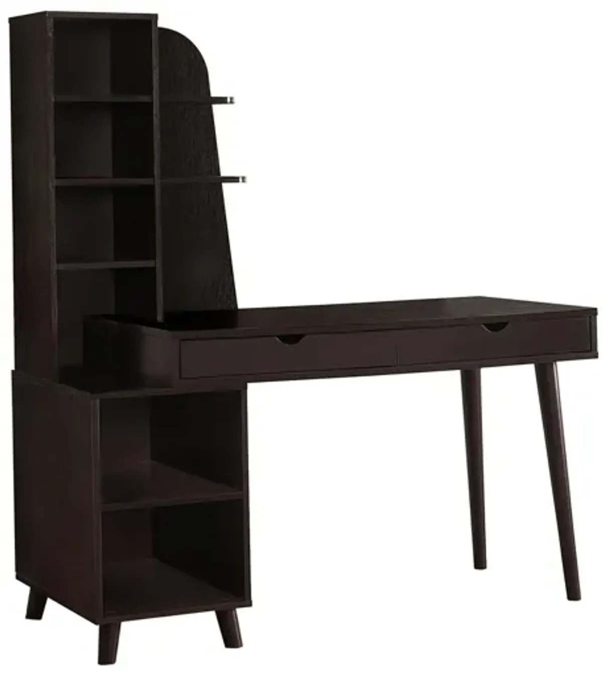 Colette Computer Desk with Bookcase in Espresso by Monarch Specialties