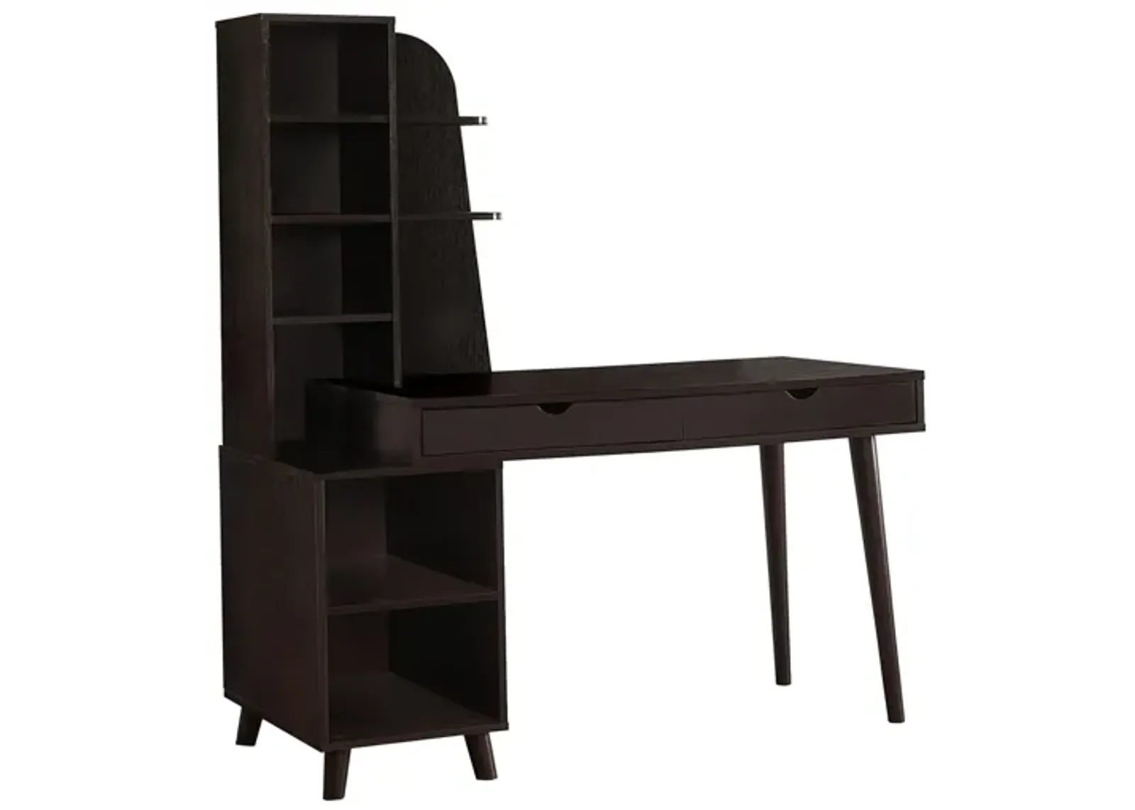 Colette Computer Desk with Bookcase in Espresso by Monarch Specialties