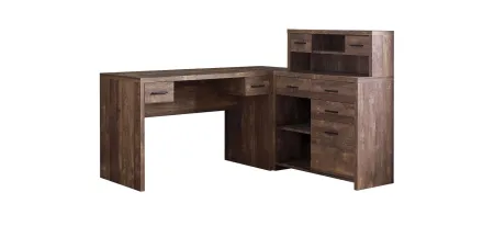 Santana L-Shaped Computer Desk in Brown by Monarch Specialties