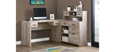 Santana L-Shaped Computer Desk in Taupe by Monarch Specialties