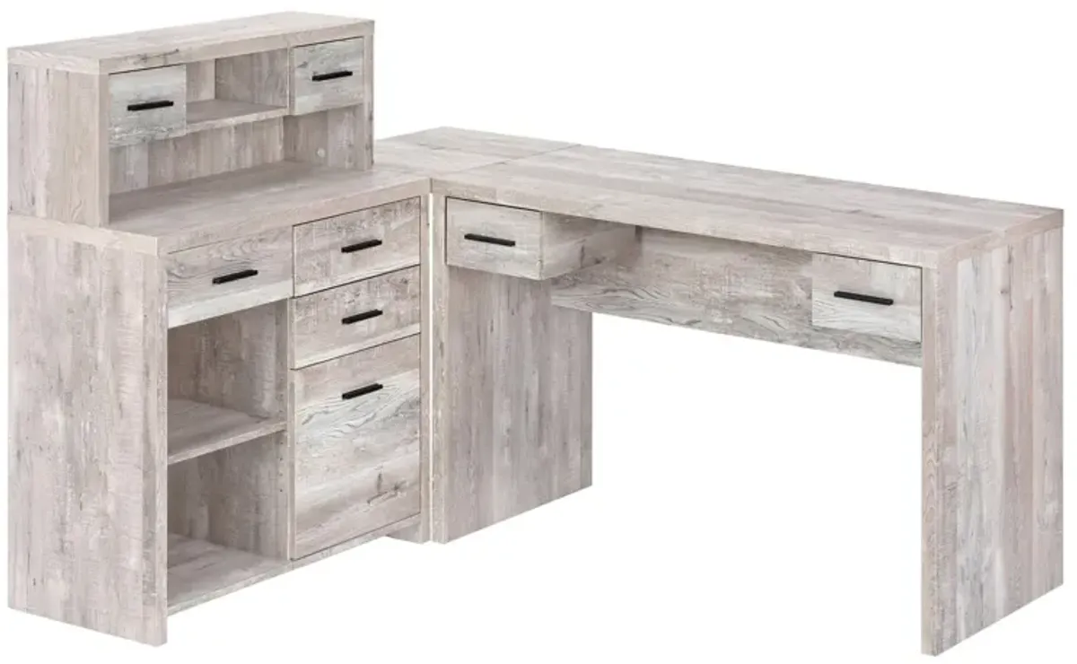 Santana L-Shaped Computer Desk in Taupe by Monarch Specialties