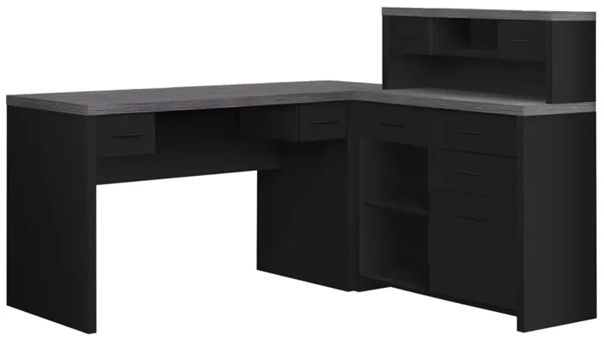 Santana L-Shaped Computer Desk in Black by Monarch Specialties