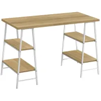 Moses Computer Desk with Open Shelves in Natural by Monarch Specialties