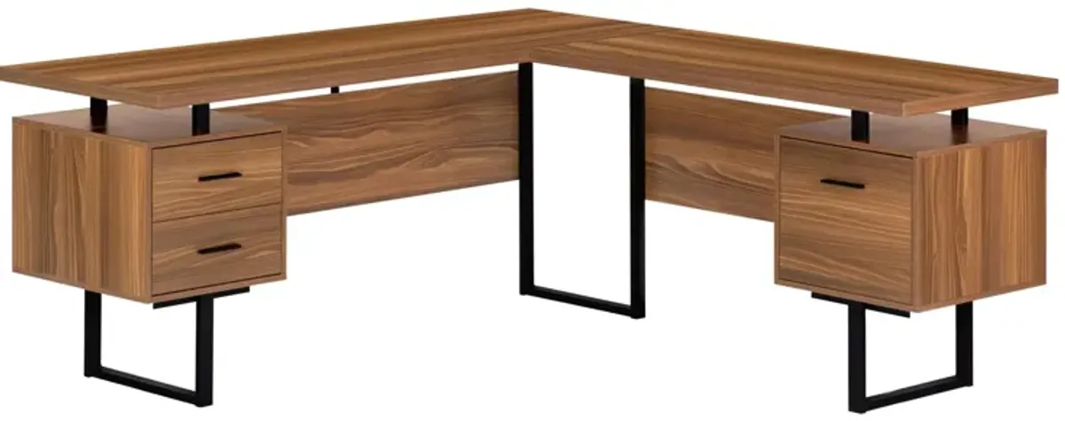 Gunnar Reversible L-Shaped Computer Desk in Walnut by Monarch Specialties