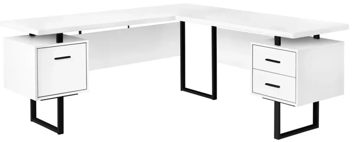 Gunnar Reversible L-Shaped Computer Desk in White by Monarch Specialties