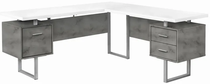 Gunnar Reversible L-Shaped Computer Desk in White by Monarch Specialties