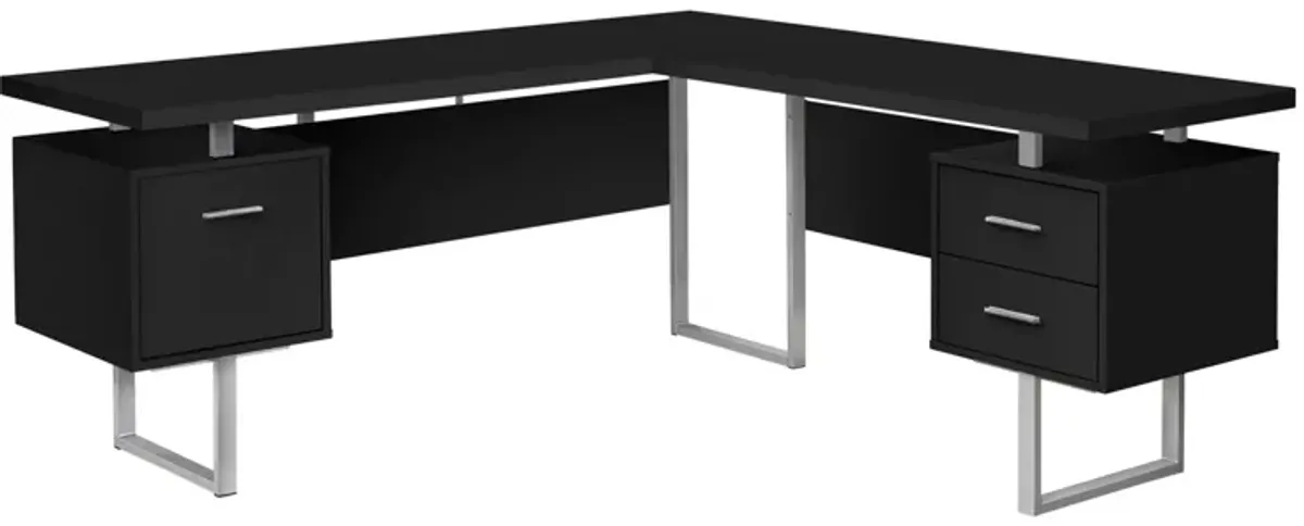 Gunnar Reversible L-Shaped Computer Desk in Black by Monarch Specialties