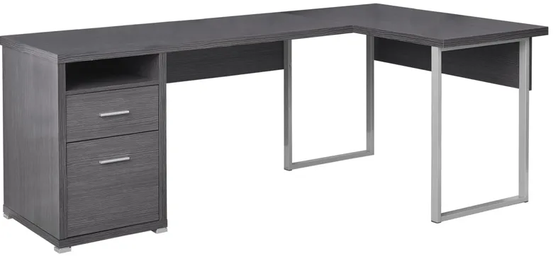 Jojo 80" L-Shaped Computer Desk in Gray by Monarch Specialties