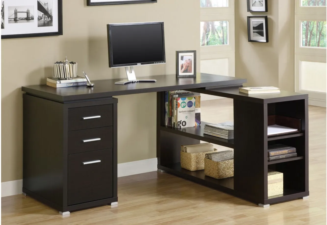 Addison L-Shaped Computer Desk in Espresso by Monarch Specialties