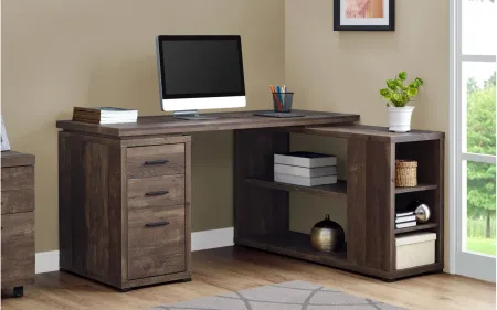 Addison L-Shaped Computer Desk in Brown by Monarch Specialties