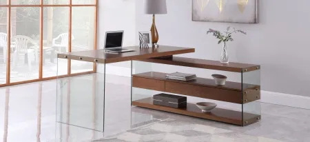 Billows Desk w/3 Shelves in Walnut by Chintaly Imports